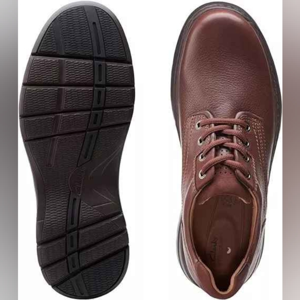 Clarks Un Brawley Pace Oxford Shoes Brown Mahogany Men 8.5